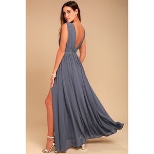 Lulu’s Heavenly Hues Denim Blue Maxi Dress